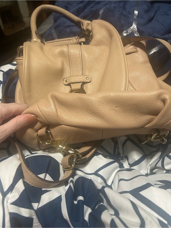 G.I.L.I. Cream Pebbled Leather Backpack with Gold-Tone Buckle main image 4